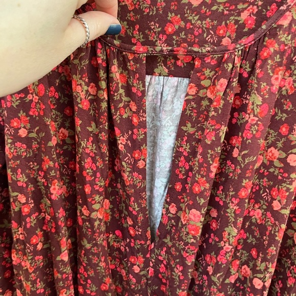 Intimately Free People Kaya Floral Print V-Neck Cutout Bodysuit Size Small Boho - Picture 2 of 9